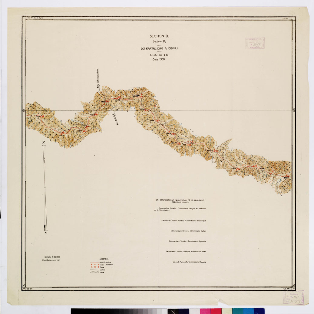(N:11343) TRAITE DE NEUILLY SUR SEINE DU 27 NOV. 1919 COMMISSION DE DELIMITATION DE LA FRONTIERE GRECO-BULGARE - FEUILLE N. 3 B1 COTE 1350 (B0009234) Carte e stampe antiche: riproduzione a colori su carta (formato A1)