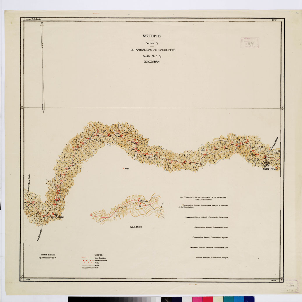 (N:11342) TRAITE DE NEUILLY SUR SEINE DU 27 NOV. 1919 COMMISSION DE DELIMITATION DE LA FRONTIERE GRECO-BULGARE - FEUILLE N. 3 B2 GUIOZVIRAN (B0009235) Carte e stampe antiche: riproduzione a colori su carta (formato A1)
