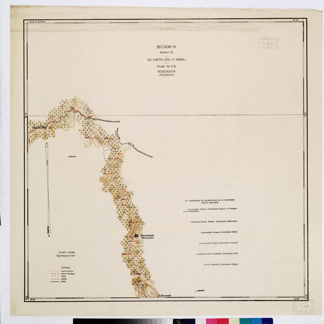 (N:11331) TRAITE DE NEUILLY SUR SEINE DU 27 NOV. 1919 COMMISSION DE DELIMITATION DE LA FRONTIERE GRECO-BULGARE -FEUILLE N. 6 B1 KOUCHOUTA (B0009240) Carte e stampe antiche: riproduzione a colori su carta (formato A1)
