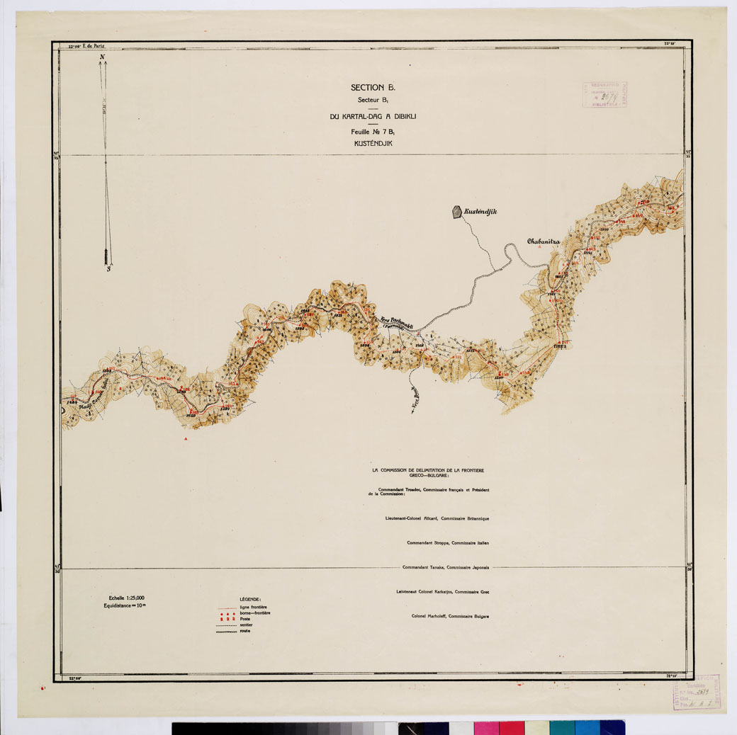 (N:10900) TRAITE DE NEUILLY SUR SEINE DU 27 NOV. 1919 COMMISSION DE DELIMITATION DE LA FRONTIERE GRECO-BULGARE - FEUILLE N. 7 B1 DUKARTAL-DAGA DIBIKLI (B0009242) Carte e stampe antiche: riproduzione a colori su carta (formato A1)