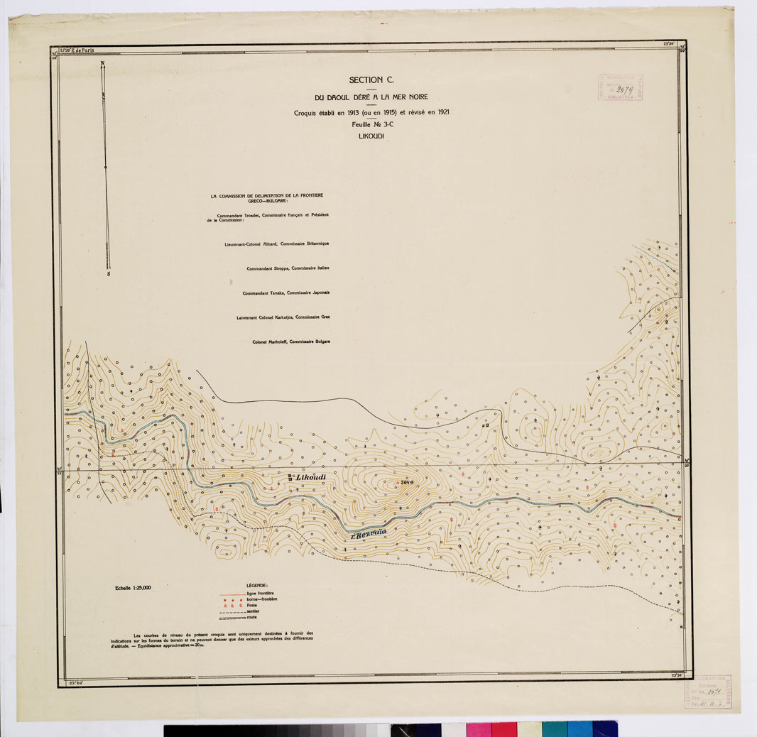 (N:11341) TRAITE DE NEUILLY SUR SEINE DU 27 NOV. 1919 COMMISSION DE DELIMITATION DE LA FRONTIERE GRECO-BULGARE - FEUILLE N. 3 C LIKOUDI (B0009245) Carte e stampe antiche: riproduzione a colori su carta (formato A1)