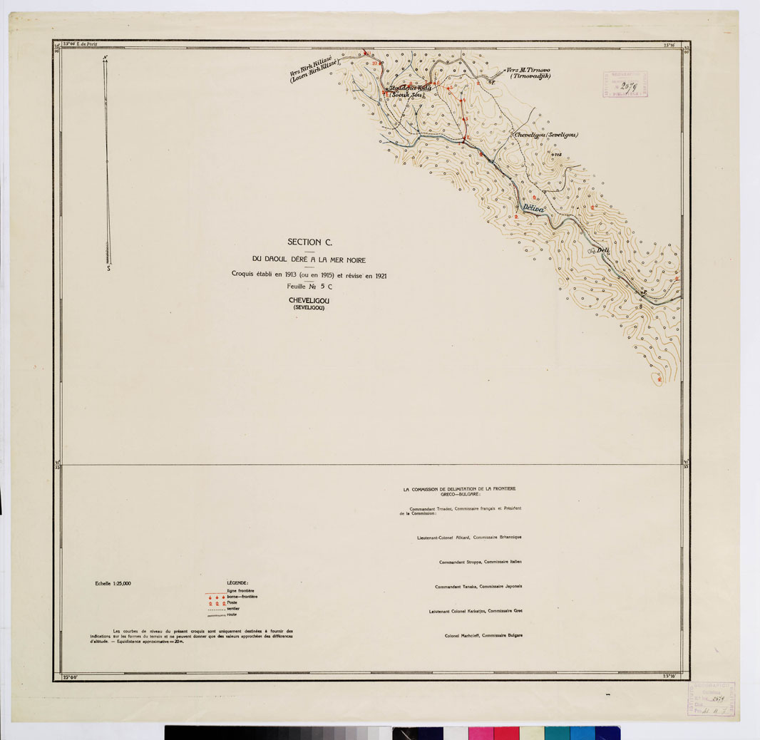 (N:11333) TRAITE DE NEUILLY SUR SEINE DU 27 NOV. 1919 COMMISSION DE DELIMITATION DE LA FRONTIERE GRECO-BULGARE - FEUILLE N. 5 C CHEVELIGOU (B0009247) Carte e stampe antiche: riproduzione a colori su carta (formato A1)