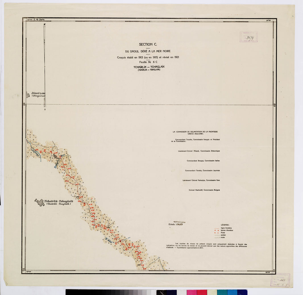 (N:11324) TRAITE DE NEUILLY SUR SEINE DU 27 NOV. 1919 COMMISSION DE DELIMITATION DE LA FRONTIERE GRECO-BULGARE - FEUILLE N. 6 C TCHAIRLIK-TCHAGLAIK (B0009248) Carte e stampe antiche: riproduzione a colori su carta (formato A1)