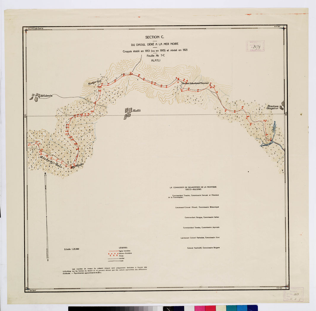 (N:10841) TRAITE DE NEUILLY SUR SEINE DU 27 NOV. 1919 COMMISSION DE DELIMITATION DE LA FRONTIERE GRECO-BULGARE - FEUILLE N. 7 C ALATLI (B0009249) Carte e stampe antiche: riproduzione a colori su carta (formato A1)