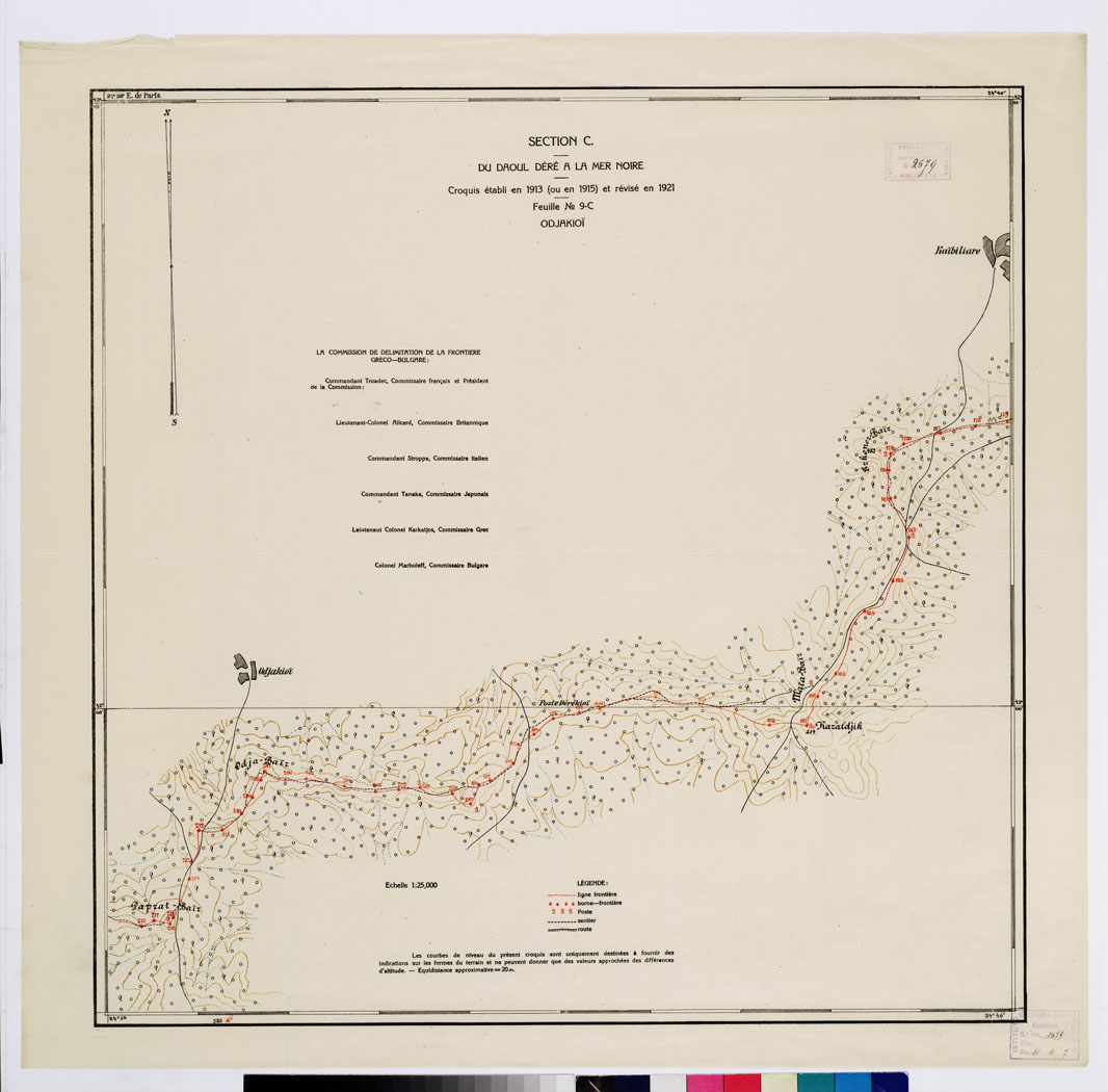 (N:10688) TRAITE DE NEUILLY SUR SEINE DU 27 NOV. 1919 COMMISSION DE DELIMITATION DE LA FRONTIERE GRECO-BULGARE - FEUILLE N. 9 C ODJAKIOI (B0009251) Carte e stampe antiche: riproduzione a colori su carta (formato A1)