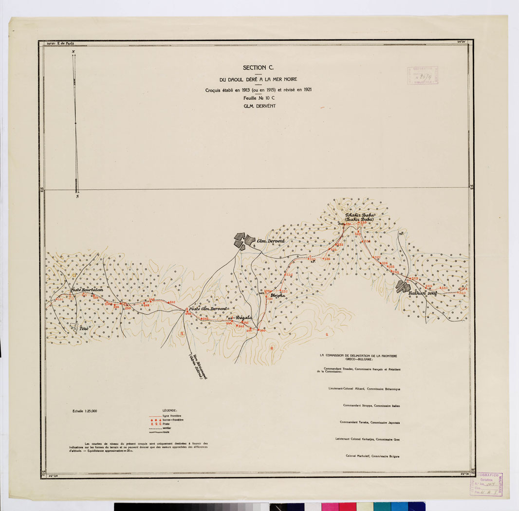 (N:11357) TRAITE DE NEUILLY SUR SEINE DU 27 NOV. 1919 COMMISSION DE DELIMITATION DE LA FRONTIERE GRECO-BULGARE - FEUILLE N. 10 C GLM.DERVENT (B0009252) Carte e stampe antiche: riproduzione a colori su carta (formato A1)