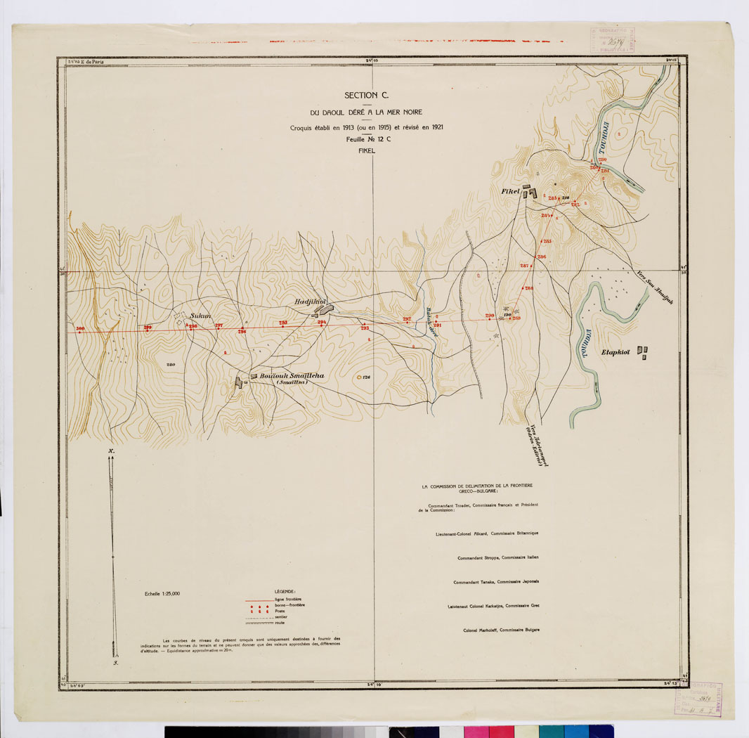 (N:11355) TRAITE DE NEUILLY SUR SEINE DU 27 NOV. 1919 COMMISSION DE DELIMITATION DE LA FRONTIERE GRECO-BULGARE - FEUILLE N. 12 C FIKEL (B0009254) Carte e stampe antiche: riproduzione a colori su carta (formato A1)