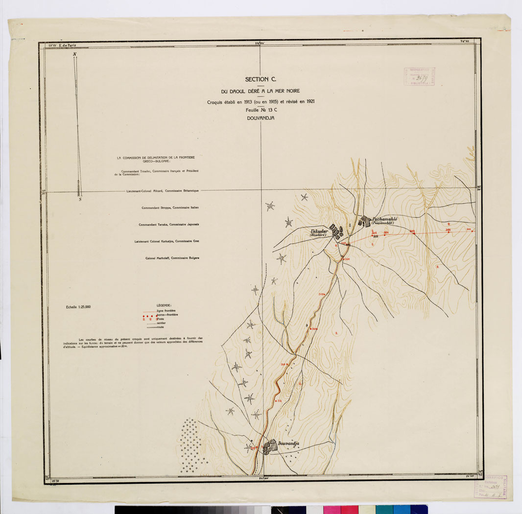 (N:11354) TRAITE DE NEUILLY SUR SEINE DU 27 NOV. 1919 COMMISSION DE DELIMITATION DE LA FRONTIERE GRECO-BULGARE - FEUILLE N. 13 C DOUVAN DJA (B0009255) Carte e stampe antiche: riproduzione a colori su carta (formato A1)