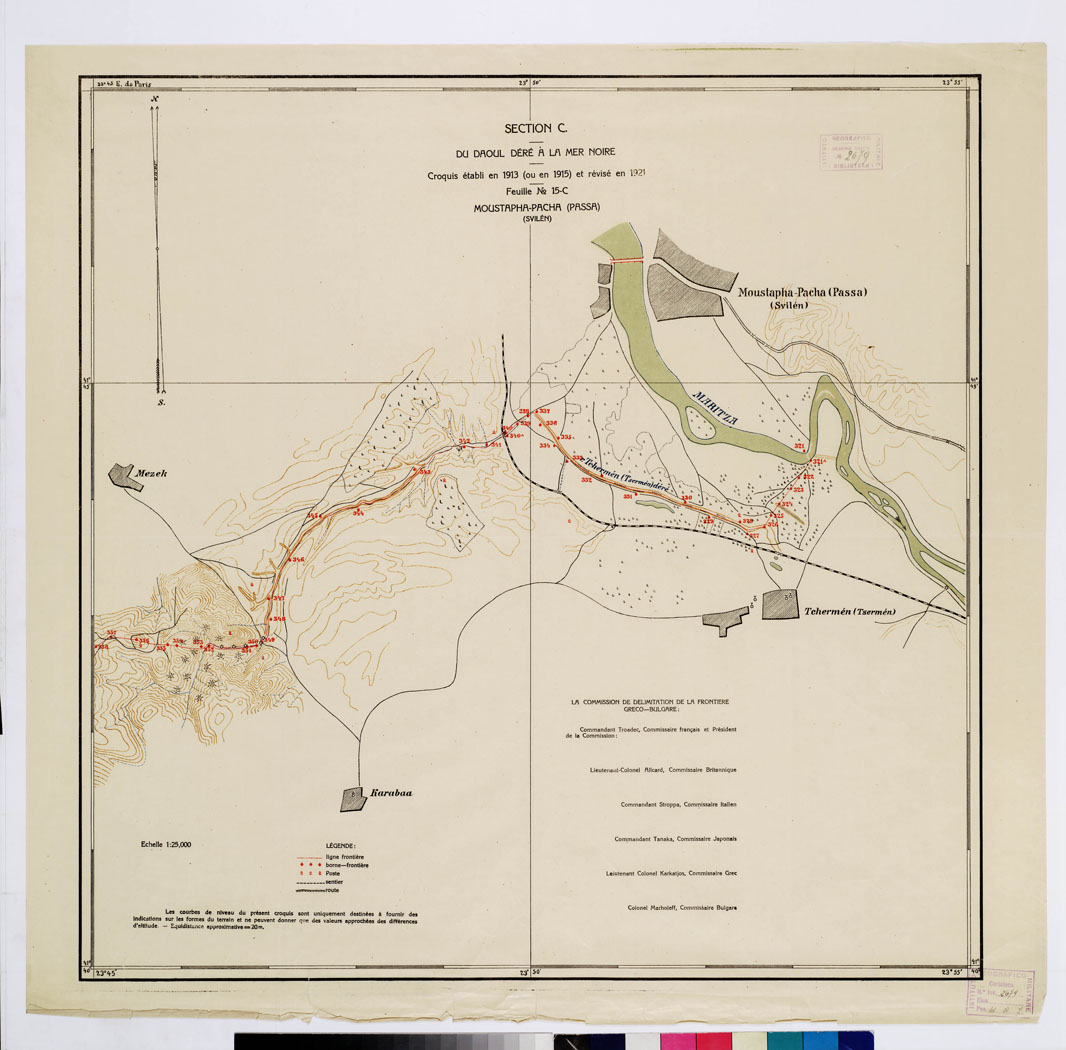 (N:11352) TRAITE DE NEUILLY SUR SEINE DU 27 NOV. 1919 COMMISSION DE DELIMITATION DE LA FRONTIERE GRECO-BULGARE - FEUILLE N. 15 C MOUTAPHA-PACHA (B0009257) Carte e stampe antiche: riproduzione a colori su carta (formato A1)