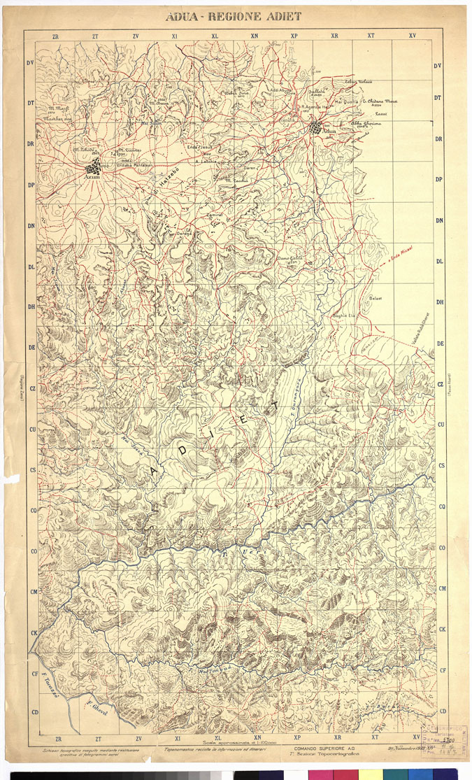 (N:45) ADUA REGIONE ADIET E PASSO ARABO' - ADUA REGIONE ADIET (B0009294) Carte e stampe antiche: riproduzione a colori su carta (formato A1)