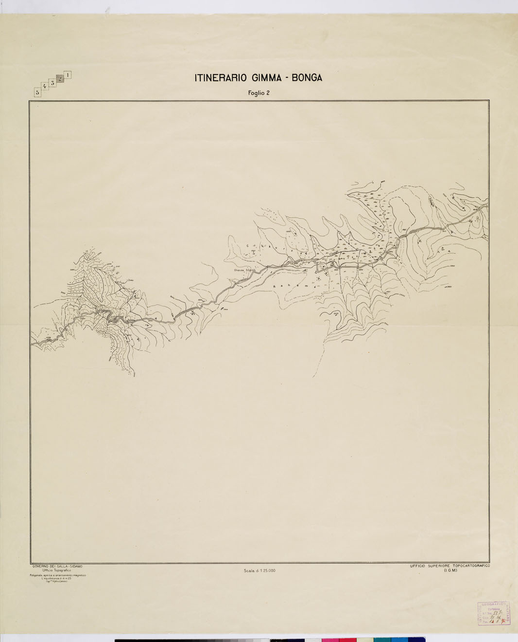 (N:11088) ITINERARIO GIMMA-BOMGA - Governo dei Galla Sidamo - Foglio 2 (B0009298) Carte e stampe antiche: riproduzione a colori su carta (formato A1)
