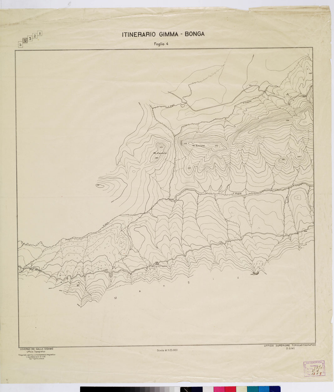 (N:11090) ITINERARIO GIMMA-BOMGA - Governo dei Galla Sidamo - Foglio 4 (B0009300) Carte e stampe antiche: riproduzione a colori su carta (formato A1)