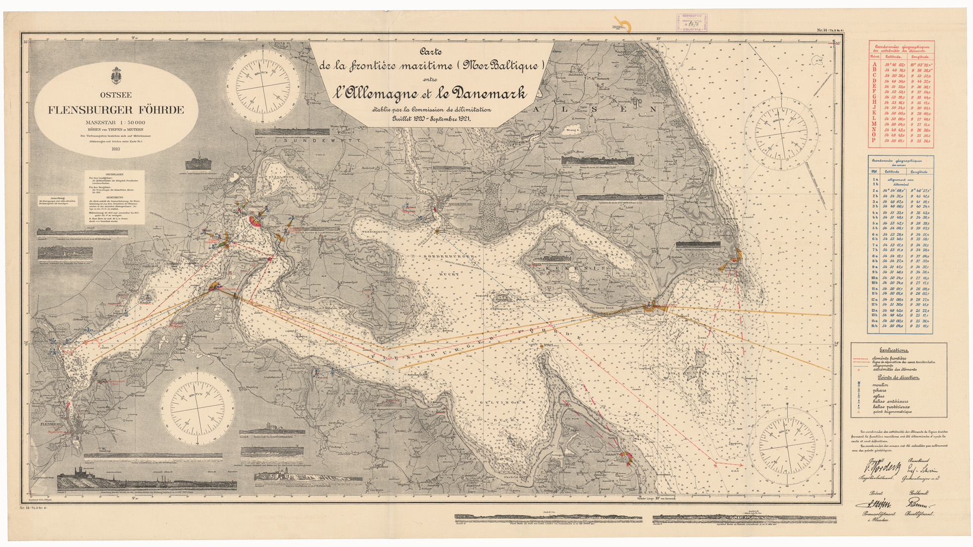 (N:8373) CARTE DE LA FRONTIERE ENTRE L'ALLEMAGNE (PRUSSE) ET LE DANEMARK - E TABLIE PAR LA COMMISSION DE DELIMITATION - Foglio 4 (B0009306) Carte e stampe antiche: riproduzione a colori su carta (formato A1)