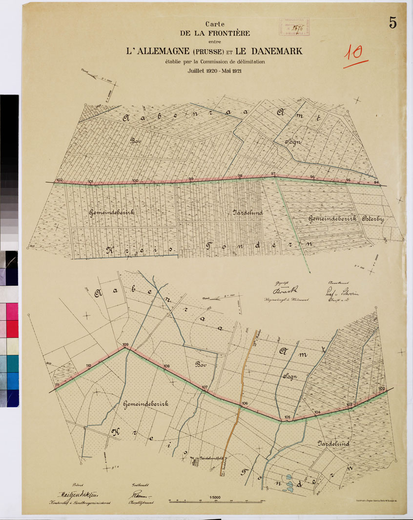 (N:8359) CARTE DE LA FRONTIERE ENTRE L'ALLEMAGNE (PRUSSE) ET LE DANEMARK - E TABLIE PAR LA COMMISSION DE DELIMITATION - Foglio 10 (B0009313) Carte e stampe antiche: riproduzione a colori su carta (formato A1)