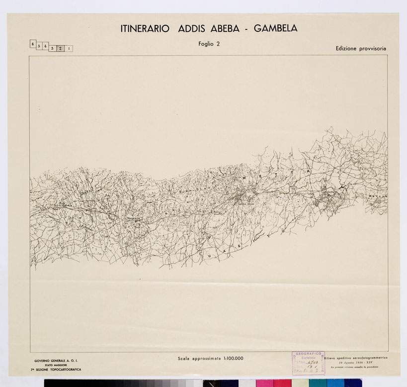 (N:11028) ITINERARIO ADDIS-ABEBA GAMBELA - Foglio 2 (B0009375) Carte e stampe antiche: riproduzione a colori su carta (formato A1)