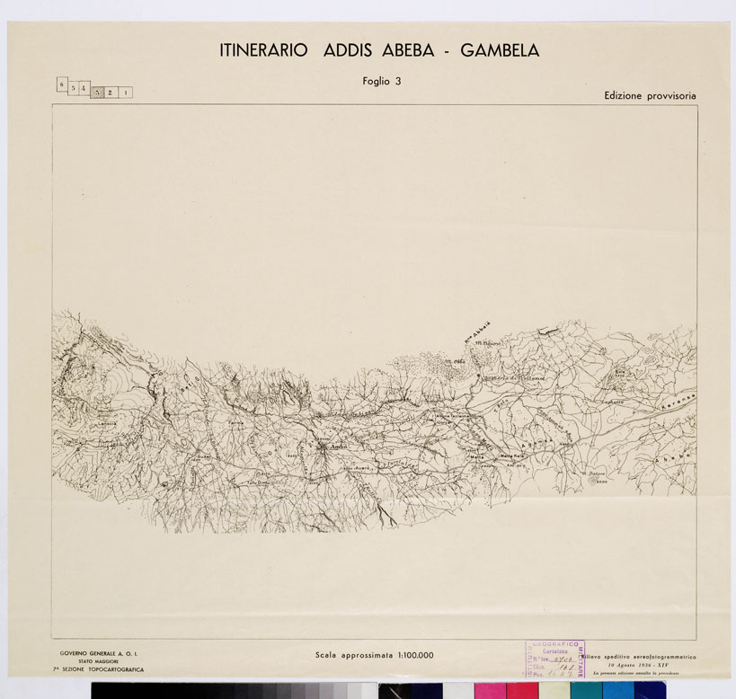 (N:11029) ITINERARIO ADDIS-ABEBA GAMBELA - Foglio 3 (B0009376) Carte e stampe antiche: riproduzione a colori su carta (formato A1)