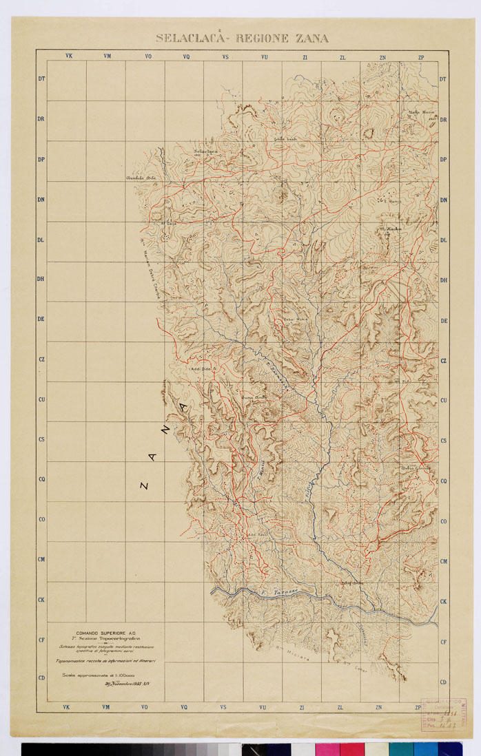(N:15838) SELACLACA' REGIONE ZANA (B0009393) Carte e stampe antiche: riproduzione a colori su carta (formato A1)