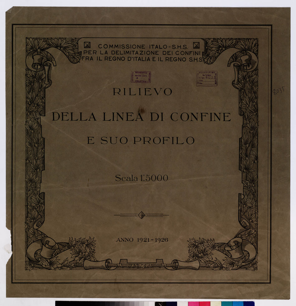 (N:9009) COMMISSIONE ITALO - S.H.S. PER LA DELIMITAZIONE DEI CONFINI FRA IL REGNO DITALIA E IL REGNO S.H.S. RILIEVO DI CONFINE E SUO PROFILO - TITOLO (B0009396) Carte e stampe antiche: riproduzione a colori su carta (formato A1)
