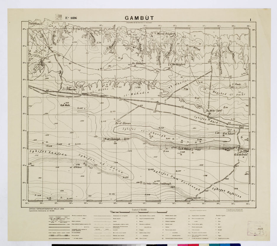 (N:3751) CARTA DELLA ZONA DI TOBRUK - GAMBUT Foglio 1696 I (B0009503) Carte e stampe antiche: riproduzione a colori su carta (formato A1)