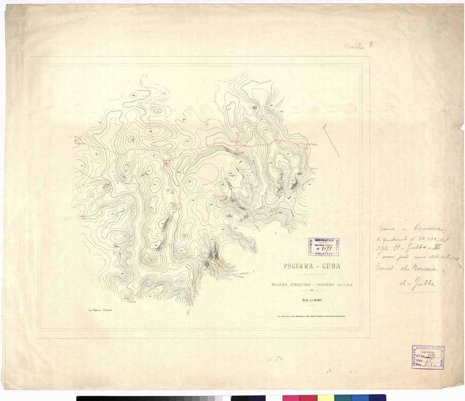(N:14585) PSCIARA-CUBA (ZANIAT EL-BSCIARA E EL-GUBBA)
Rilievo speditivo.
 (B0009526) Carte e stampe antiche: riproduzione a colori su carta (formato A1)