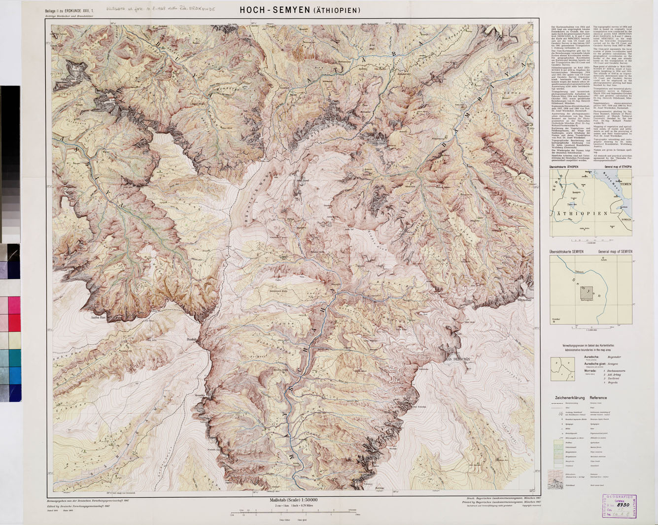 (N:27) ABISSINIA - HOCH - SEMYEN (ATHIOPIEN) (B0009560) Carte e stampe antiche: riproduzione a colori su carta (formato A1)