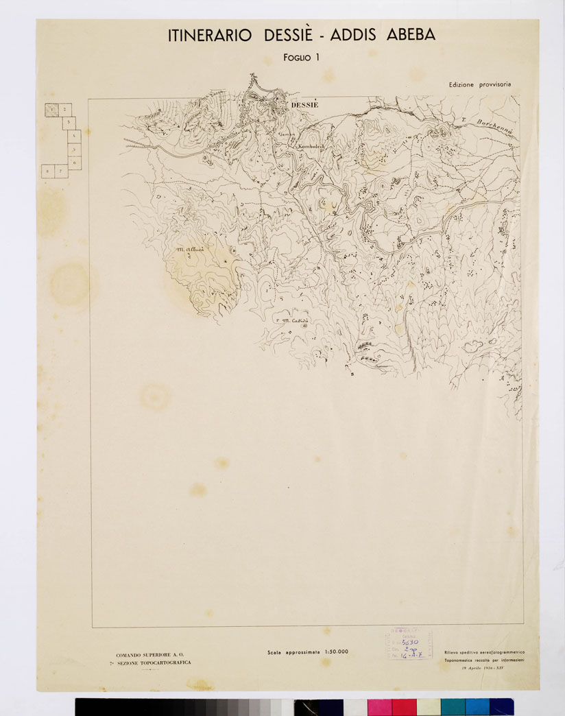 (N:11069) ITINERARIO DESSIE'- ADDIS ABEBA - Foglio 1 (B0009562) Carte e stampe antiche: riproduzione a colori su carta (formato A1)