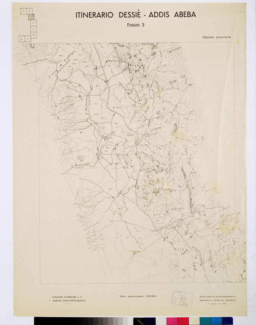(N:11078) ITINERARIO DESSIE'- ADDIS ABEBA - Foglio 3 (B0009564) Carte e stampe antiche: riproduzione a colori su carta (formato A1)