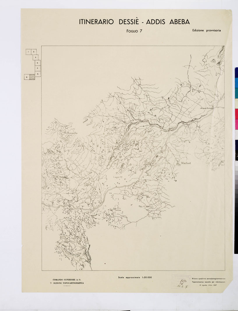 (N:11082) ITINERARIO DESSIE'- ADDIS ABEBA - Foglio 7 (B0009568) Carte e stampe antiche: riproduzione a colori su carta (formato A1)