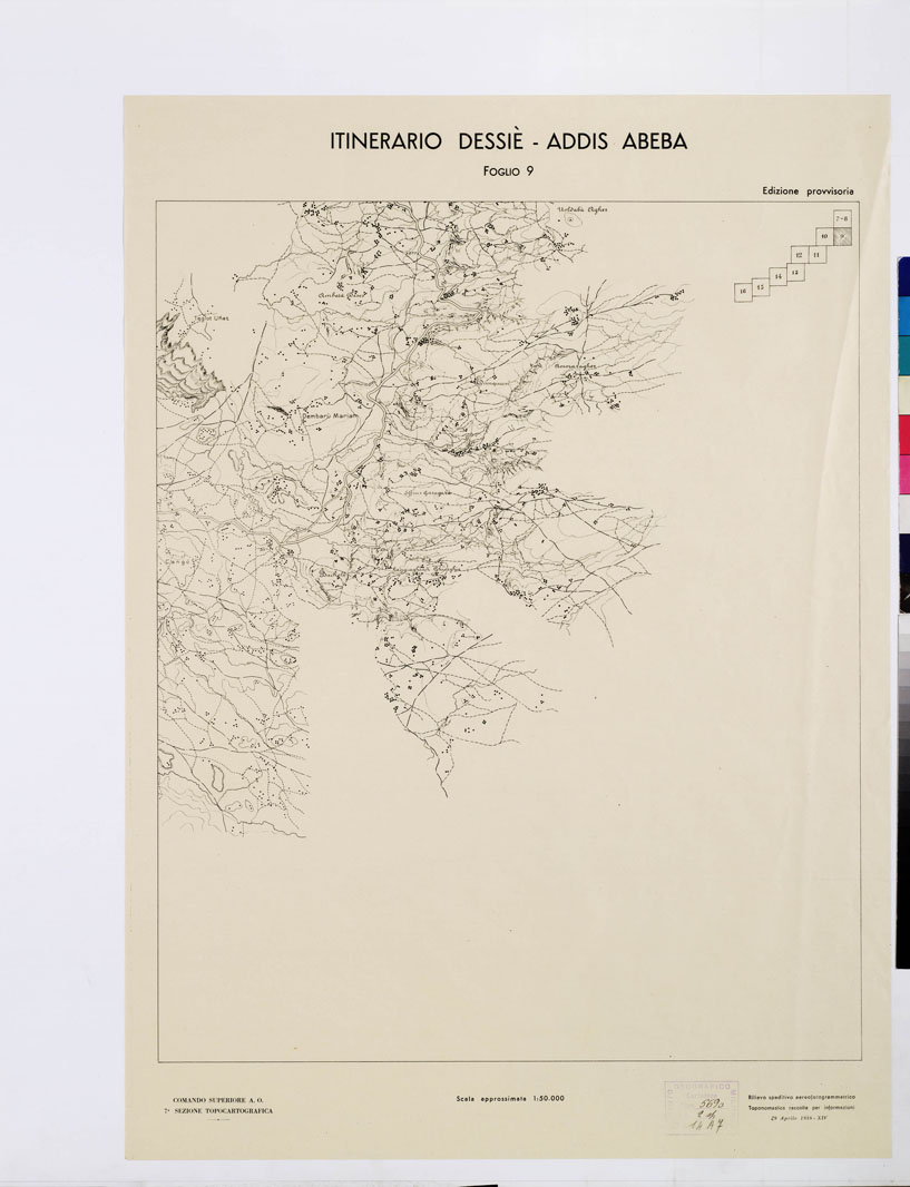 (N:11084) ITINERARIO DESSIE'- ADDIS ABEBA - Foglio 9 (B0009570) Carte e stampe antiche: riproduzione a colori su carta (formato A1)