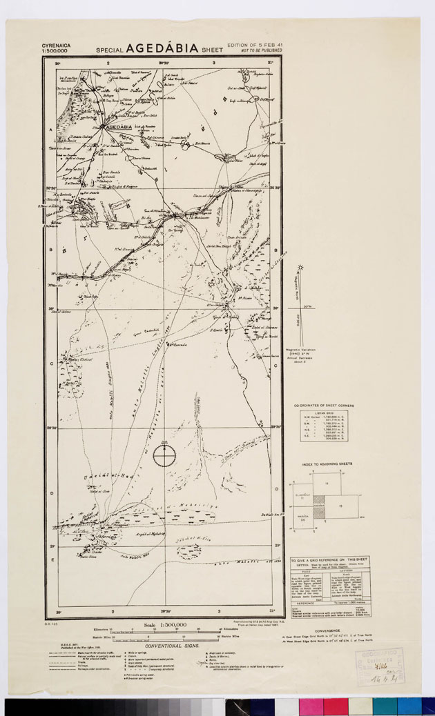 (N:8728) CIRENAICA (CARTA DERIVATA DAL 400.000 ITALIANO) - Agedabia (B0009671) Carte e stampe antiche: riproduzione a colori su carta (formato A1)
