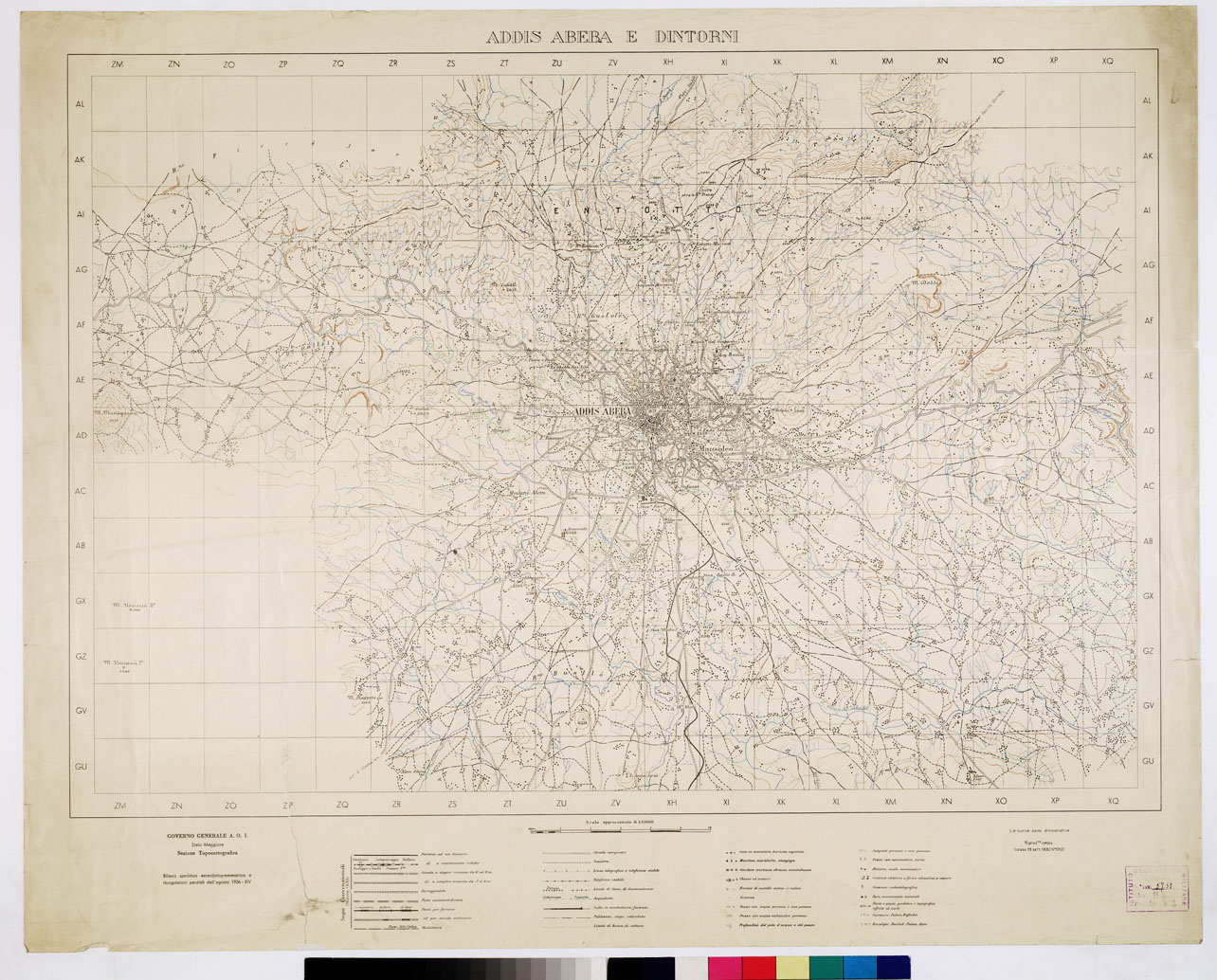 (N:34) ADDIS ABEBA E DINTORNI (B0009678) Carte e stampe antiche: riproduzione a colori su carta (formato A1)