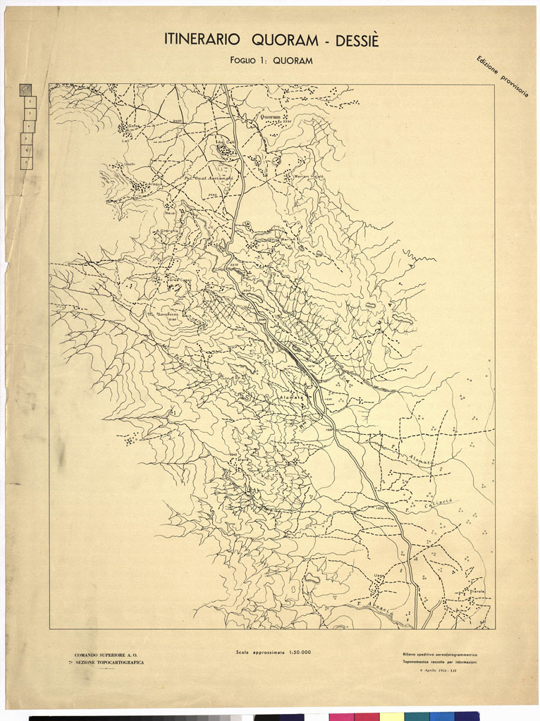 (N:11102) ITINERARIO QUORAM - DESSIE' - Foglio 1 - QUORAM (B0009698) Carte e stampe antiche: riproduzione a colori su carta (formato A1)