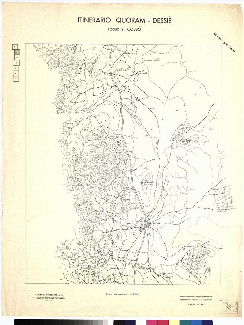 (N:11099) ITINERARIO QUORAM - DESSIE' - Foglio 2 - COBBO' (B0009699) Carte e stampe antiche: riproduzione a colori su carta (formato A1)