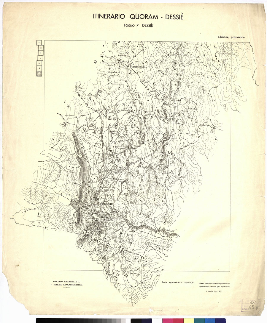(N:11100) ITINERARIO QUORAM - DESSIE' - Foglio 7 - DESSIE (B0009704) Carte e stampe antiche: riproduzione a colori su carta (formato A1)