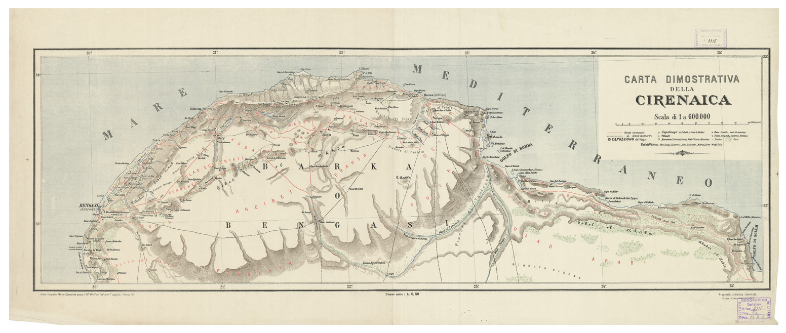 (N:4139) CARTA DIMOSTRATIVA DELLA CIRENAICA (B0009804) Carte e stampe antiche: riproduzione a colori su carta (formato A1)