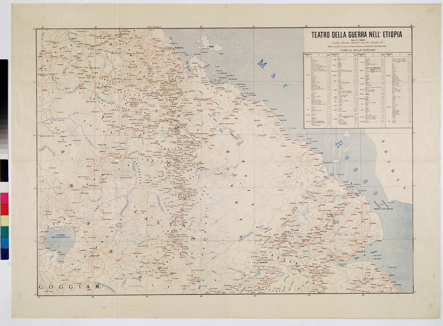 (N:16439) TEATRO DELLA GUERRA NELL' ETIOPIA (B0009817) Carte e stampe antiche: riproduzione a colori su carta (formato A1)