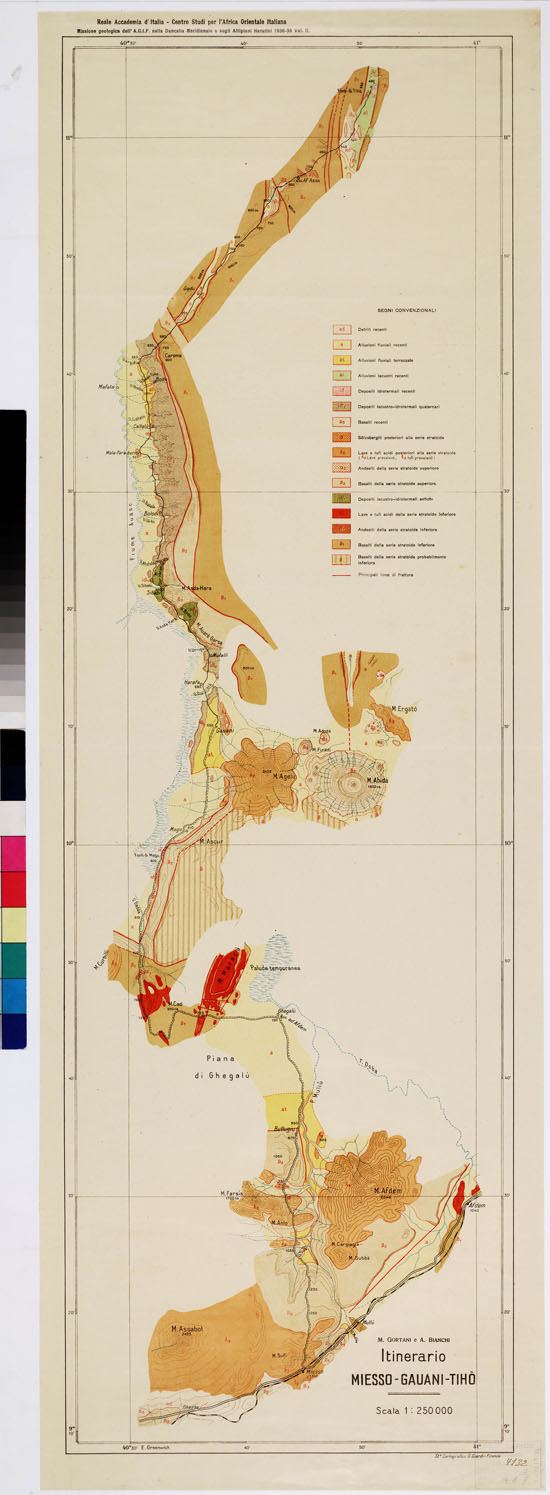 (N:11091) ITINERARIO MIESSO - GAUANI - TIHO' (B0009821) Carte e stampe antiche: riproduzione a colori su carta (formato A1)