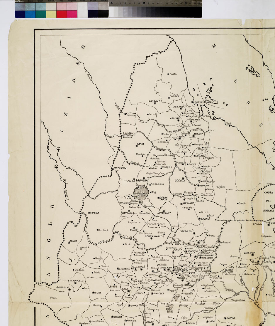 (N:56) AFRICA ORIENTALE ITALIANA SUDDIVISIONE POLITICO - AMMINISTRATIVA (B0009824, B0009825, B0009826, B0009827, B9824-27) Carte e stampe antiche: riproduzione a colori su carta (formato A1)