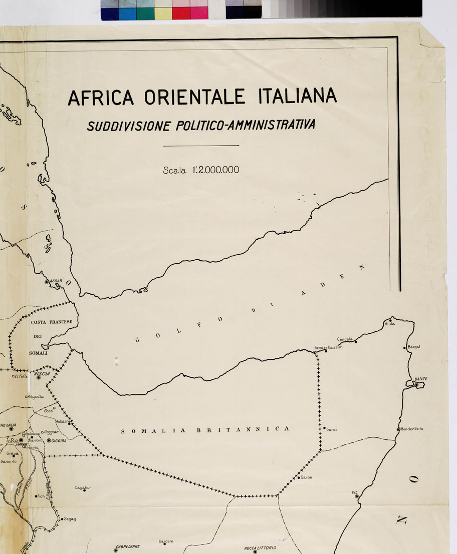 (N:56) AFRICA ORIENTALE ITALIANA SUDDIVISIONE POLITICO - AMMINISTRATIVA (B0009824, B0009825, B0009826, B0009827, B9824-27) Carte e stampe antiche: riproduzione a colori su carta (formato A1)