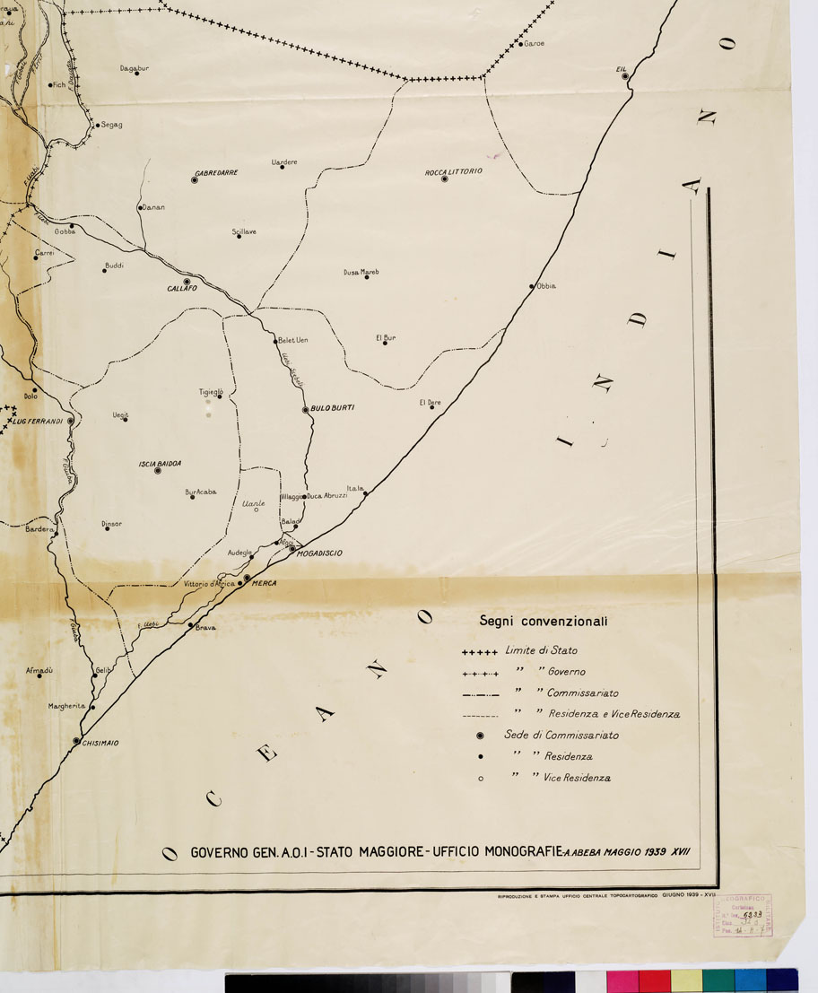 (N:56) AFRICA ORIENTALE ITALIANA SUDDIVISIONE POLITICO - AMMINISTRATIVA (B0009824, B0009825, B0009826, B0009827, B9824-27) Carte e stampe antiche: riproduzione a colori su carta (formato A1)