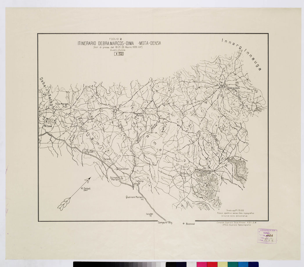 (N:11056) ITINERARIO DEBRA MARCOS - DIMA - MOTA - DENSA - Foglio 2 (B0009835) Carte e stampe antiche: riproduzione a colori su carta (formato A1)