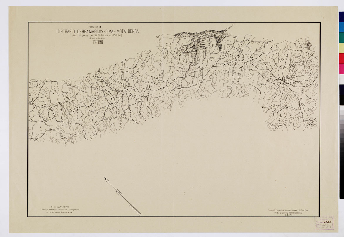 (N:11057) ITINERARIO DEBRA MARCOS - DIMA - MOTA - DENSA - Foglio 3 (B0009836) Carte e stampe antiche: riproduzione a colori su carta (formato A1)