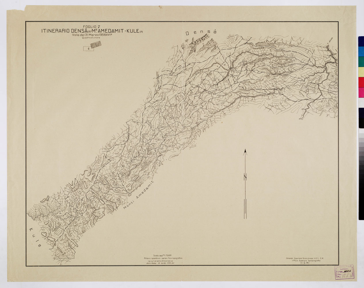 (N:11061) ITINERARIO DENSA - M.TI AMEDAMIT - KULE - Foglio 7 (B0009840) Carte e stampe antiche: riproduzione a colori su carta (formato A1)