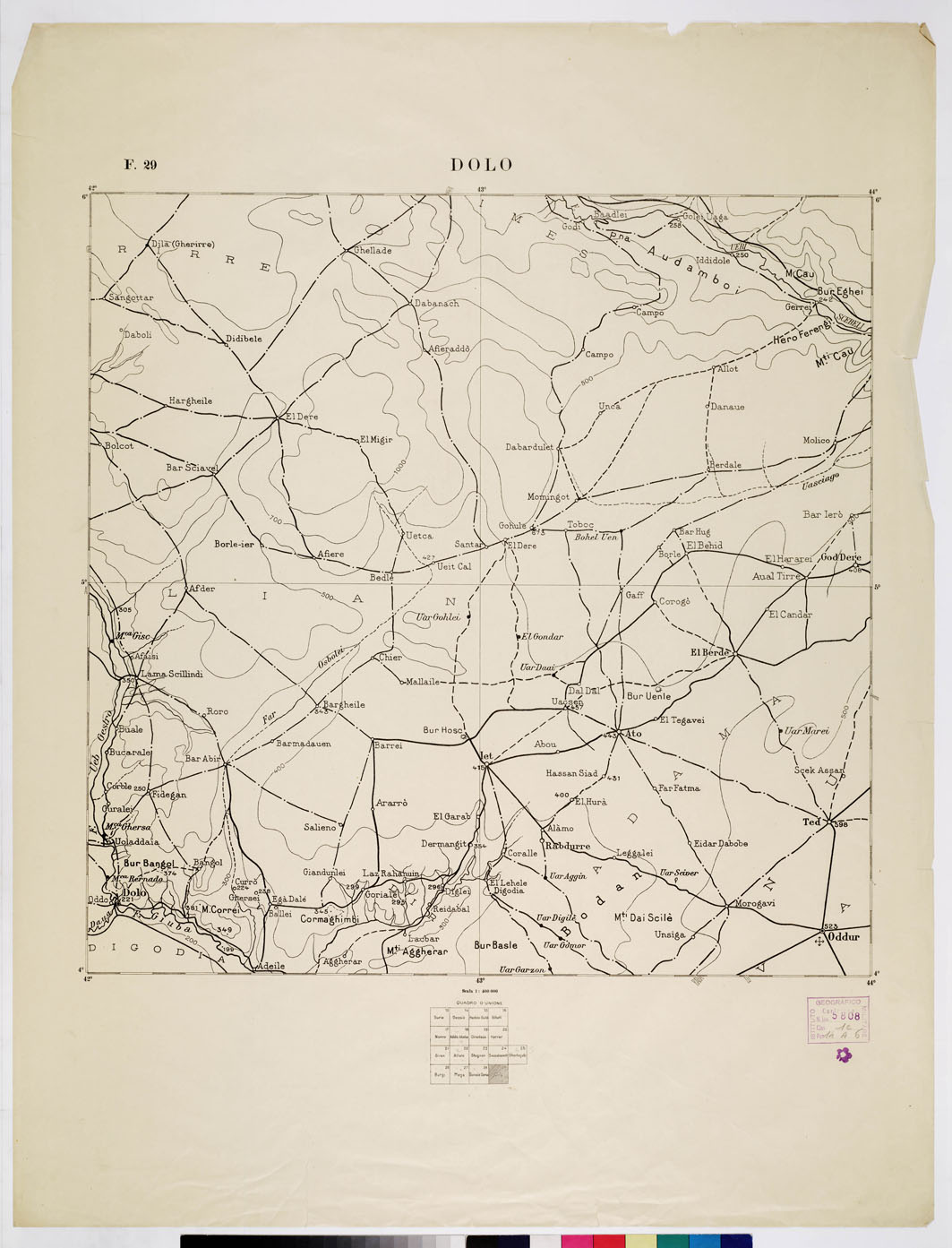 (N:2489) CARTA DELL'AFRICA ORIENTALE ITALIANA - Foglio 29 - Dolo (B0009854) Carte e stampe antiche: riproduzione a colori su carta (formato A1)