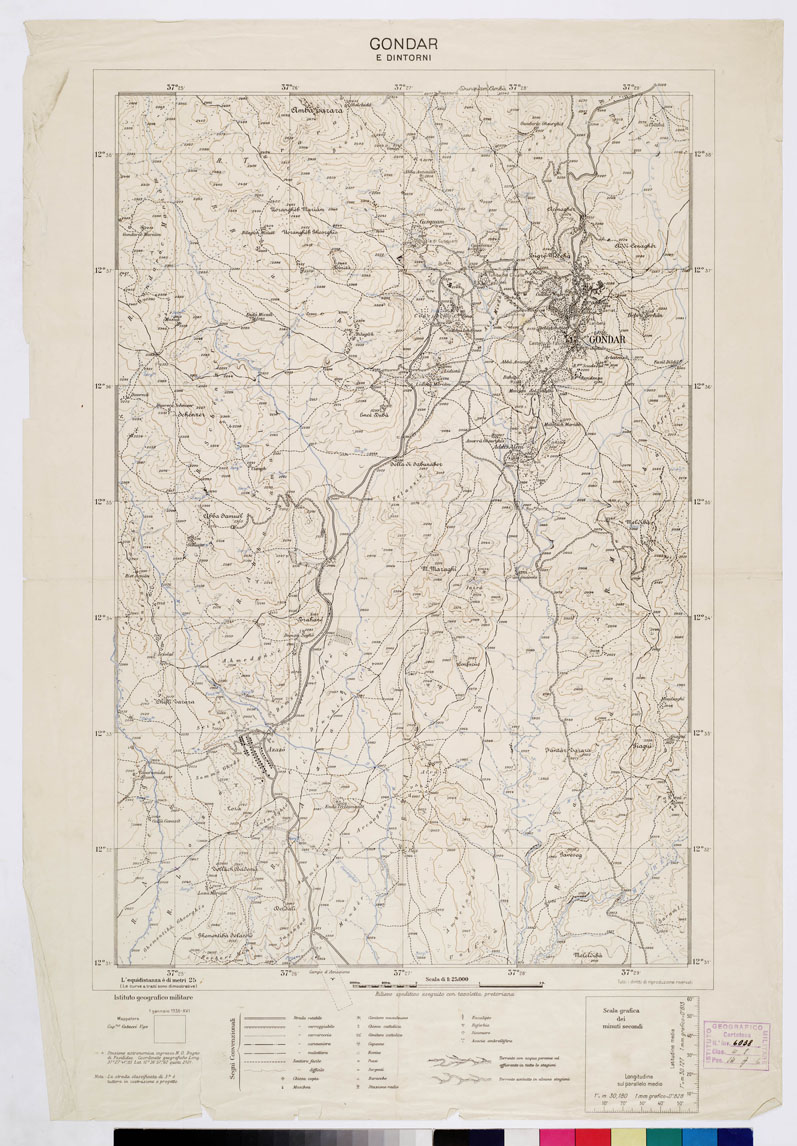 (N:10417) GONDAR E DINTORNI (B0009859) Carte e stampe antiche: riproduzione a colori su carta (formato A1)