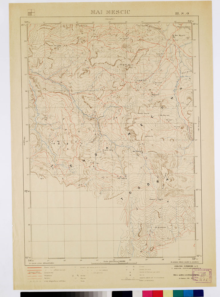 (N:2479) CARTA DELL'AFRICA ORIENTALE ITALIANA - Mai Mescic (B0009874) Carte e stampe antiche: riproduzione a colori su carta (formato A1)