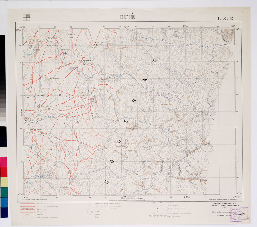 (N:2477) CARTA DELL'AFRICA ORIENTALE ITALIANA - Bui (B0009876) Carte e stampe antiche: riproduzione a colori su carta (formato A1)