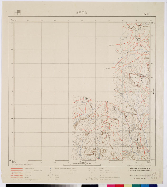 (N:2476) CARTA DELL'AFRICA ORIENTALE ITALIANA - Asta (B0009877) Carte e stampe antiche: riproduzione a colori su carta (formato A1)