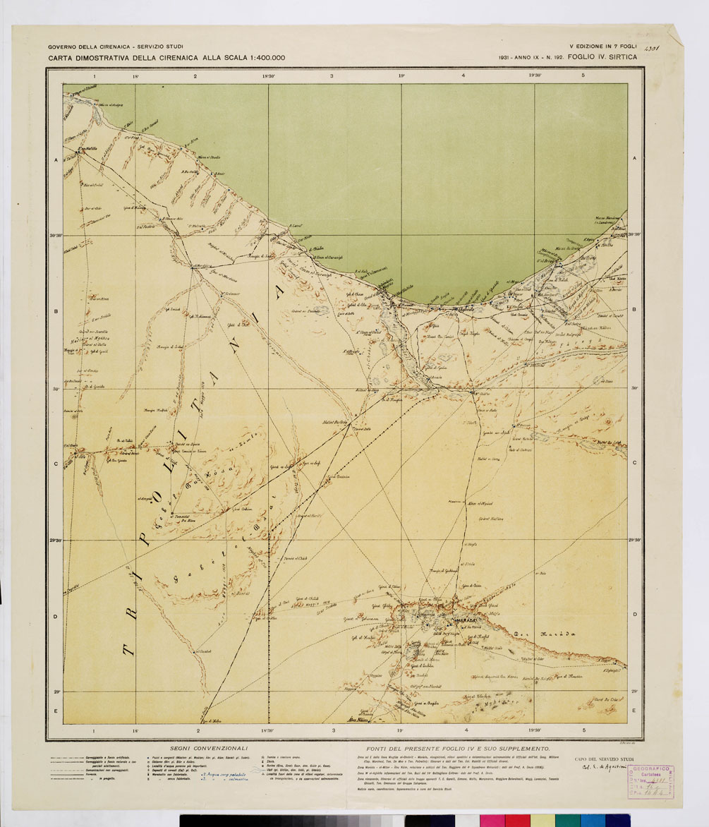 (N:4158) CARTA DIMOSTRATIVA DELLA CIRENAICA - Foglio 4 - Sirtica (B0009902) Carte e stampe antiche: riproduzione a colori su carta (formato A1)