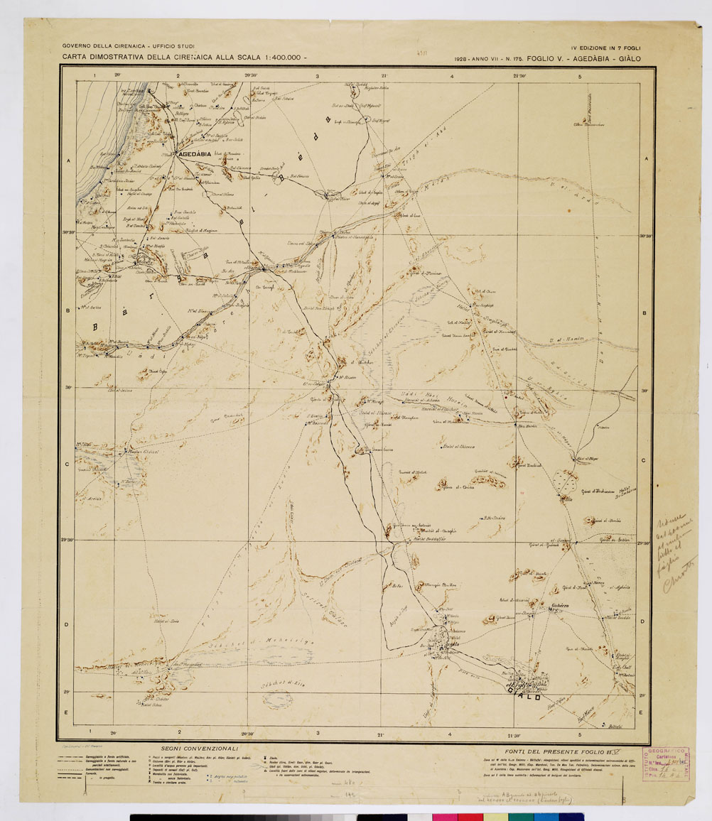 (N:4151) CARTA DIMOSTRATIVA DELLA CIRENAICA - Foglio 5 - Agedabia-Gialo (B0009909) Carte e stampe antiche: riproduzione a colori su carta (formato A1)